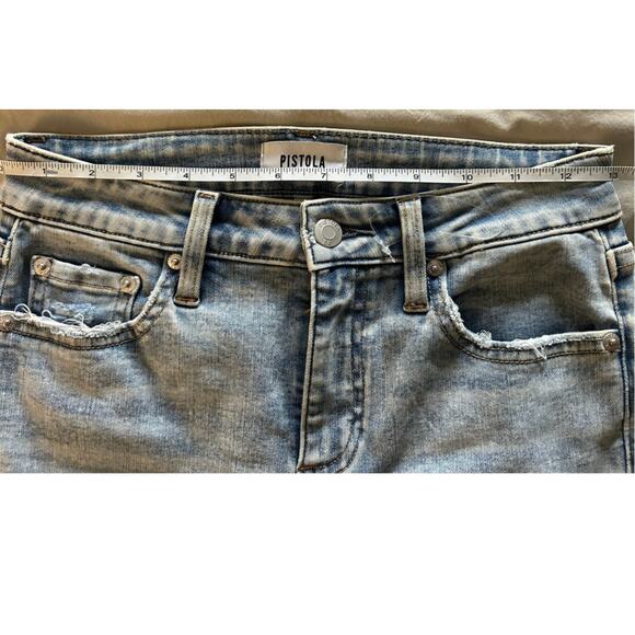 New Revolve Pistola Aline Jean Mid Rise Distressed Skinny Blue Acid Wash Sz 26 - Picture 5 of 9